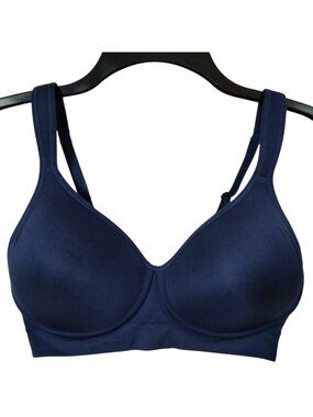 32C Land's End Women's Bra Wireless Seamless Comfort Straps Navy Blue